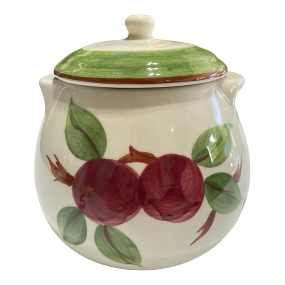 VTG Franciscan Apple Print Ceramic Garlic Keeper with Lid. - Picture 1 of 8